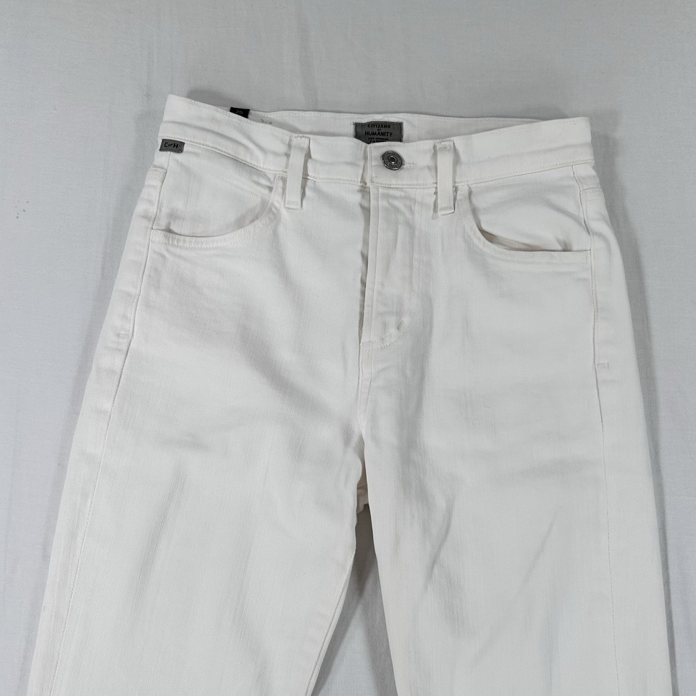 COH Citizens of Humanity Drew Flounce Flared Cropped White Jeans 25 High Rise - Picture 2 of 12
